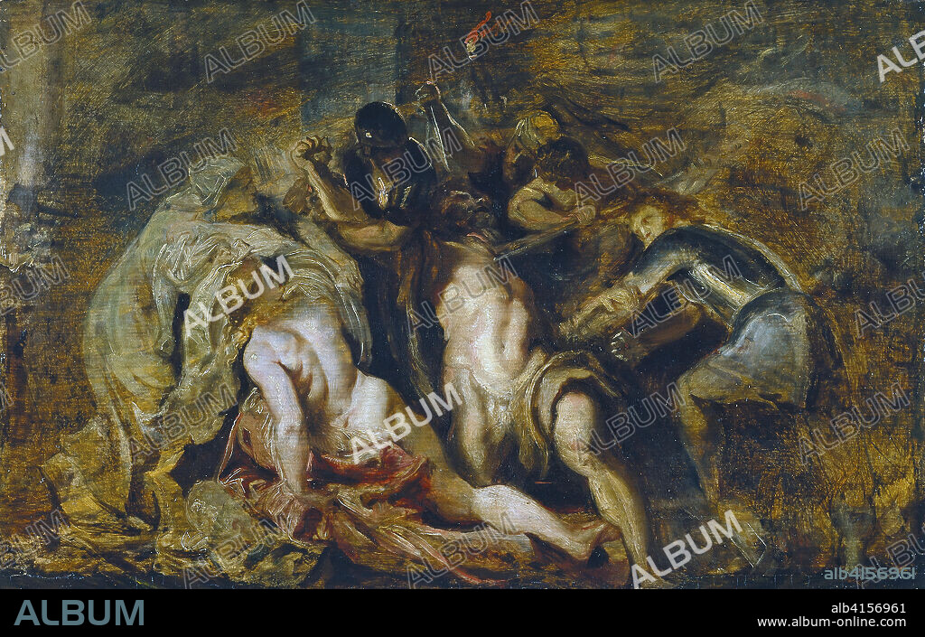 Peter Paul Rubens (Siegen, 1577-Amberes, 1640). La ceguera de Sansón (hacia 1609 - 1610). Óleo sobre tabla. 37,5 x 58,5 cm.