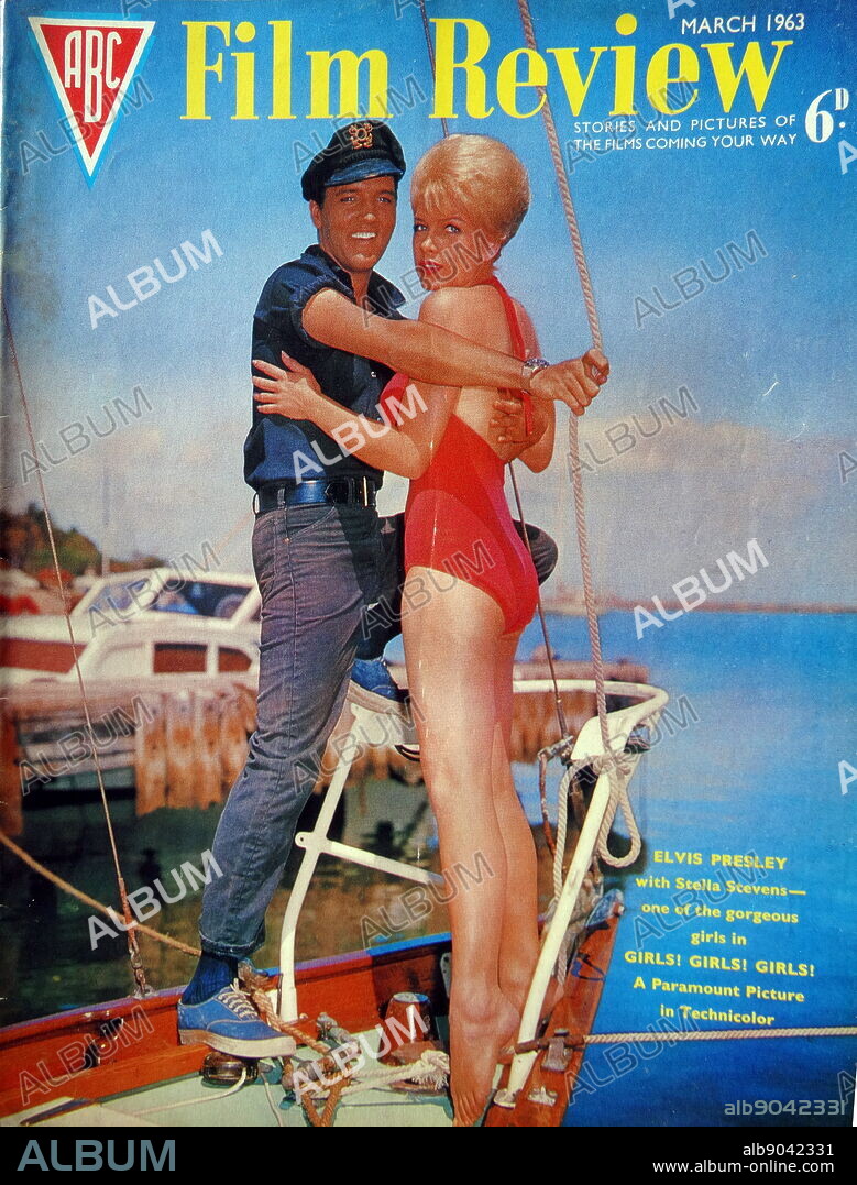 Front cover of ABC Film Preview featuring Elvis Presley and Stella Stevens in 'Girls! Girls! Girls!'.