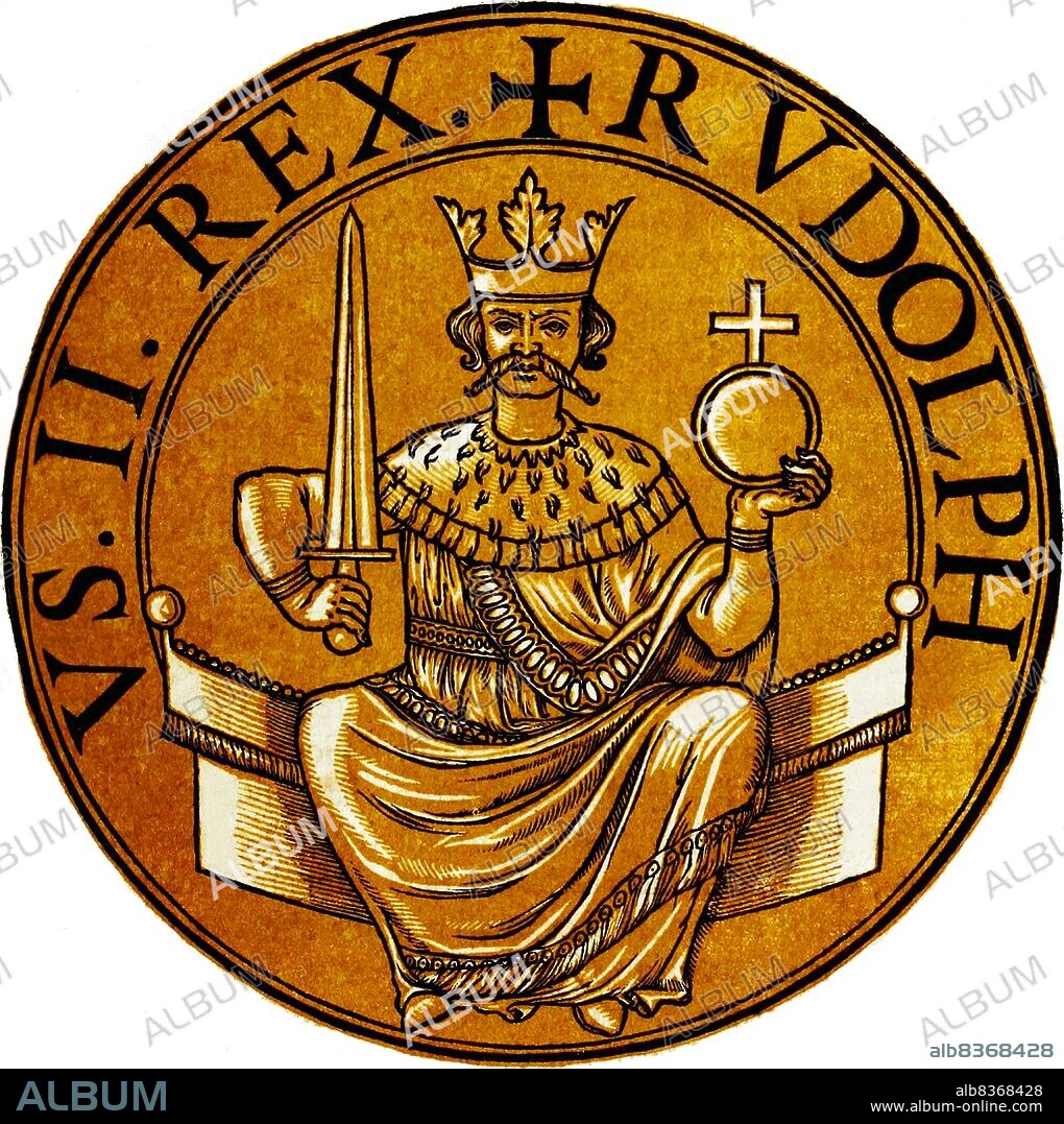 Rudolf I (1218-1291), also known as Rudolf of Habsburg, was the son of Count Albert IV of Habsburg, and became count after his father's death in 1239. His godfather was Emperor Frederick II, to whom he paid frequent court visits. Rudolf ended the Great Interregnum that had engulfed the Holy Roman Empire after the death of Frederick when he was elected as King of Germany in 1273.
