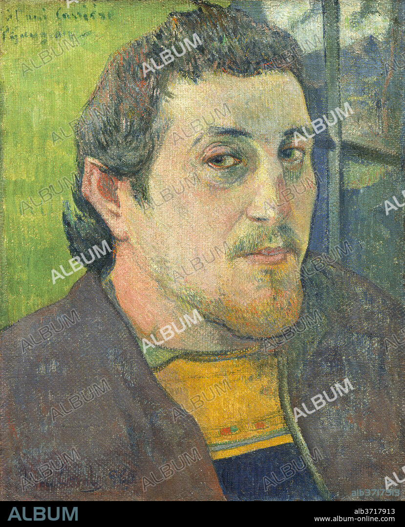 PAUL GAUGUIN. Self-Portrait Dedicated to Carrière. Dated: 1888 or 1889. Dimensions: overall: 46.5 x 38.6 cm (18 5/16 x 15 3/16 in.)  framed: 66 x 58.7 x 8.2 cm (26 x 23 1/8 x 3 1/4 in.). Medium: oil on canvas.