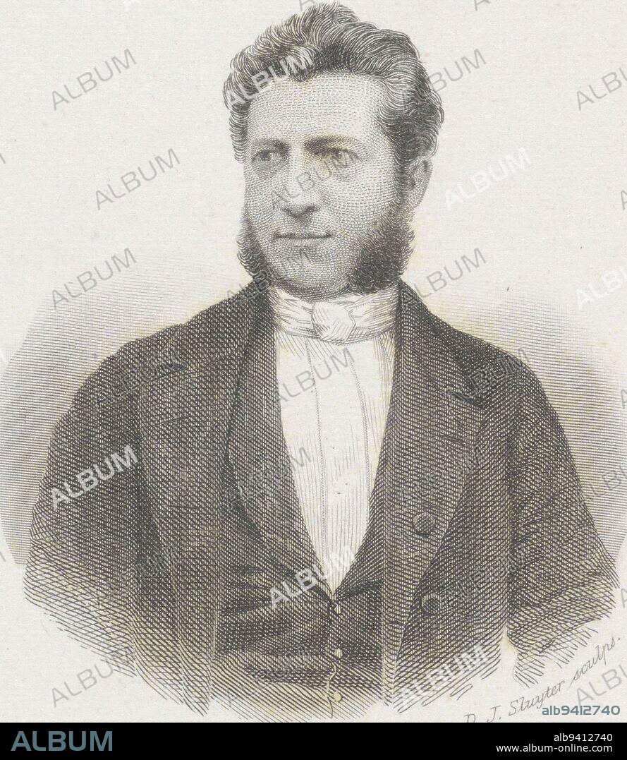 Portrait of the poet and preacher Jan Jacob Lodewijk ten Kate, Dirk Jurriaan Sluyter, 1842 - 1873, print maker: Dirk Jurriaan Sluyter, (mentioned on object), publisher: Arie Cornelis Kruseman, (mentioned on object), print maker: Amsterdam, publisher: Haarlem, 1842 - 1873, paper, steel engraving, etching, h 176 mm - w 112 mm.
