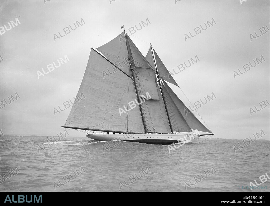 The beautiful schooner 'Meteor IV', 1911. 'Meteor IV' was Kaiser Wilhelm II's fourth yacht. It was designed by Max Oetz and launched in 1909.