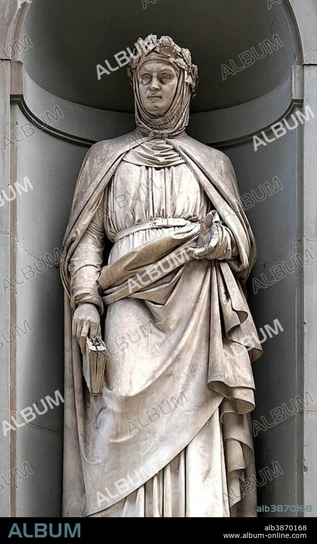 Statue of Giovanni Boccaccio in the courtyard of the Uffizi, Florence, Tuscany, Italy