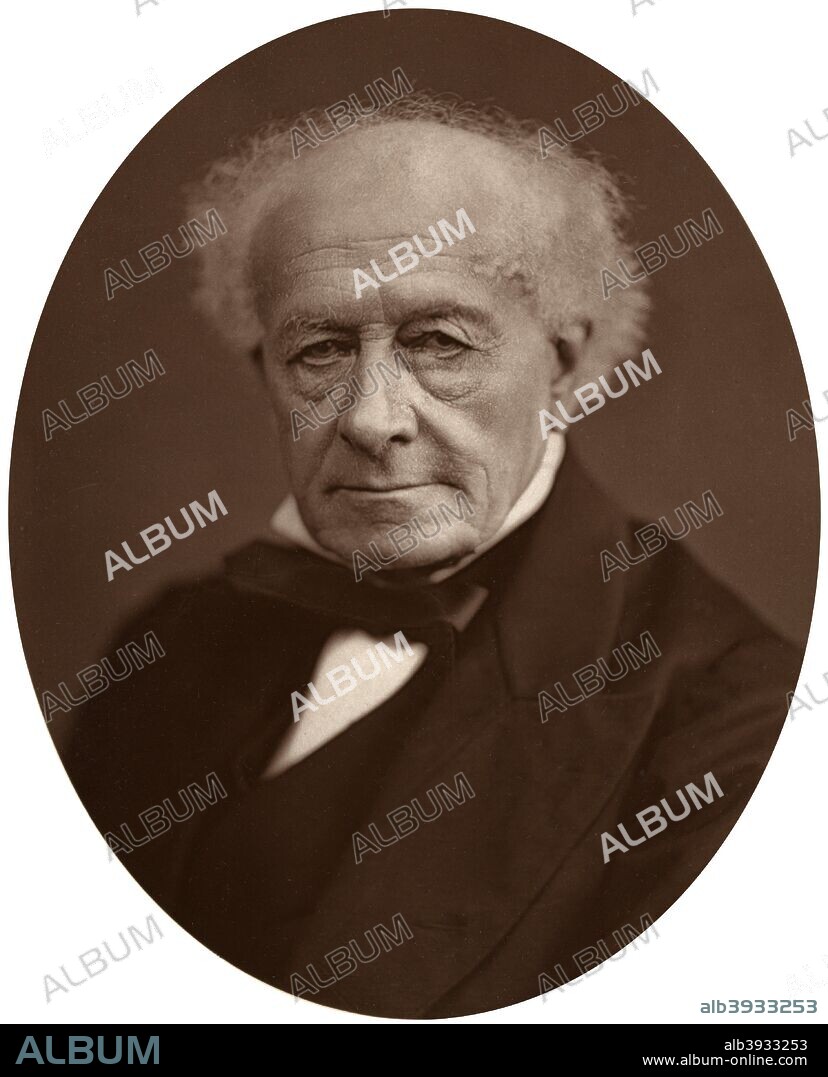 Sir Fitz-Roy Edward Kelly, Lord Chief Baron of the Exchequer, 1880. He was appointed solicitor-general in 1845, during the administration of Sir Robert Peel. He was also solicitor-general under Edward Stanley, 15th Earl of Derby's administration in 1852, and was attorney-general in Edward Stanley, 15th Earl of Derby's second administration. He was raised to the bench in 1866 and appointed chief baron of the exchequer, and was sworn into the privy council. In 1875  he became Judge of the Supreme Court of Judicature. From Men of Mark: a gallery of contemporary portraits of men distinguished in the Senate, the Church, in science, literature and art, the army, navy, law, medicine, etc. Photographed from life by Lock and Whitfield, with brief biographical notices by Thompson Cooper. (Conducted by G. C. Whitfield.) (London, 1876-1883).