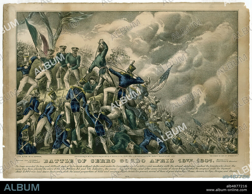 Cameron, Part of a Collection of Mexican-American War Prints, Battle of Cerro Gordo April 18, 1847, 1847, color lithograph on paper, 9 15/16 in. x 14 in. (25.24 cm x 35.56 cm).