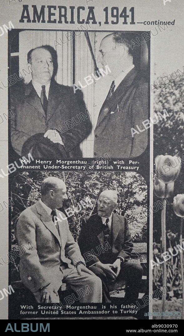 Henry Morgenthau, Jr. whith his father Henry Morgenthau. Henry Morgenthau, Jr. (May 11, 1891 - February 6, 1967) was the United States Secretary of the Treasury during most of the administration of Franklin D. Roosevelt. He played a major role in designing and financing the New Deal. After 1937, while still in charge of the Treasury, he played the central role in financing United States participation in World War II. Henry Morgenthau (April 26, 1856 - November 25, 1946) was a German-born American lawyer and businessman, best known for his role as the ambassador to the Ottoman Empire during World War I.
