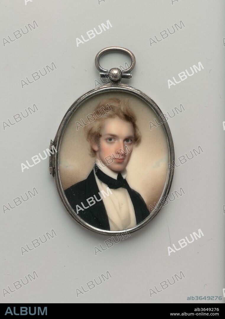 Henry Peters Gray. Artist: Henry Colton Shumway (1807-1884). Dimensions: 2 1/32 x 1 19/32 in. (5.2 x 4 cm). Date: 1842.
The sitter (1819-1877) was a portraitist and history painter.  He sat for Shumway in 1842, the year Gray became an academician at the National Academy of Design.