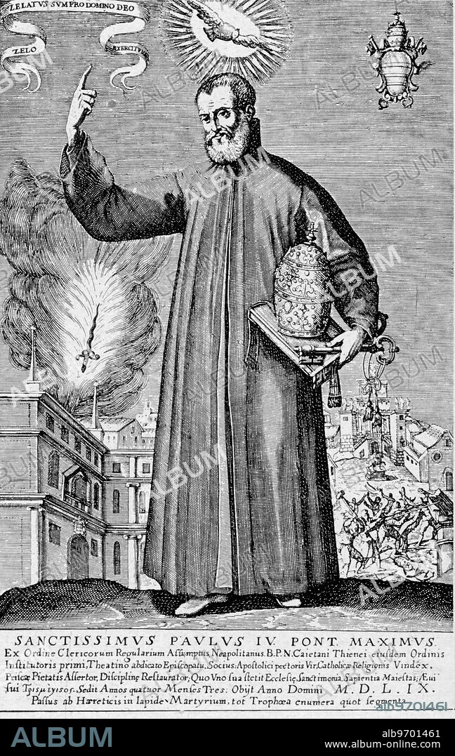 1001327 ( 1000 ) Paul IV. , Papst 1555 - 1559 , eigentlicher Name Gian Pietro Caraffa , geboren 1476 in Capriglio , Erzbischof von Brindisi , Nuntius in England und Frankreich , Kardinal . Stichworte : Religion , Christentum , Katholizismus , Glaube , Papst , Papsttum , Kunstgeschichte , Kunsturheberrechte werden nicht vertreten.. Paul IV. , pope 1555 - 1559 , real name Gian Pietro Caraffa , born 1476 in Capriglio , archbishop of Brindisi , nuncio in England and in France , cardinal . Keywords : religion , Christianity , Catholicism , religious faith , papacy , history art , art of history , no copyright of art .