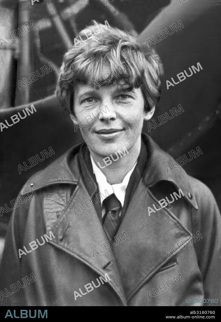 United States:  May 23, 1932 A portrait of aviatrix Amelia Earhart Putnam in her flight jacket.