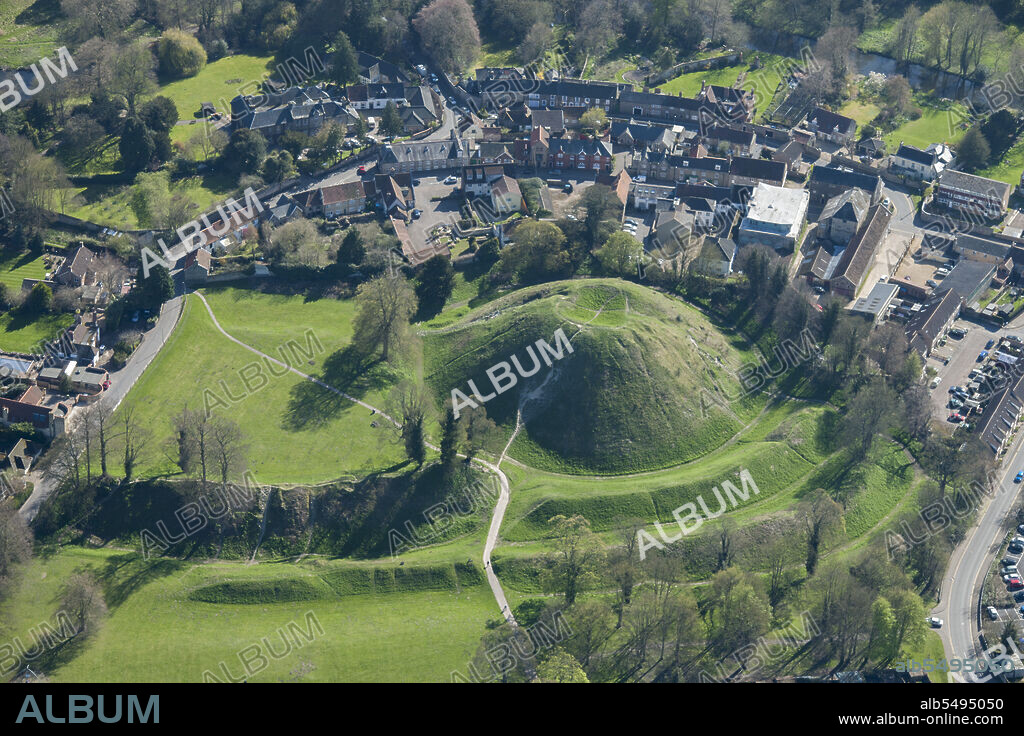 HISTORIC ENGLAND. Castle Hill, Thetford, Norfolk, 2016. Castle Hill, Thetford, a motte and bailey castle, Iron Age earthwork enclosure and site of Augustinian friary.