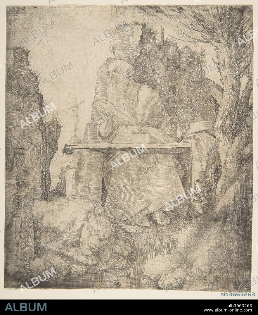 ALBRECHT DÜRER. Saint Jerome by the Pollard Willow. Artist: Albrecht Dürer (German, Nuremberg 1471-1528 Nuremberg). Dimensions: Sheet: 8 1/16 × 7 1/16 in. (20.4 × 17.9 cm). Date: 1512.