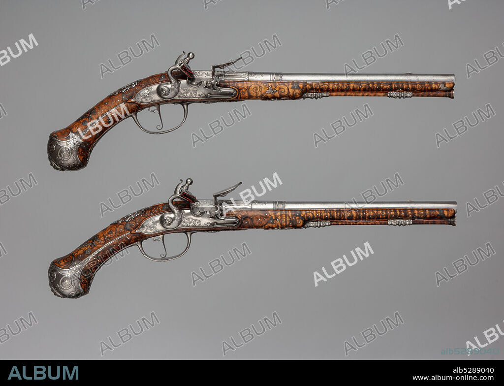 CHARLES FROMENT and M BREAT. Pair of Flintlock Pistols Made for Christian Ernst, Margrave of Brandenburg-Ansbach-Bayreuth-Kulmbach, Franco-German, Erlangen-Neustadt, ca. 1686-90.