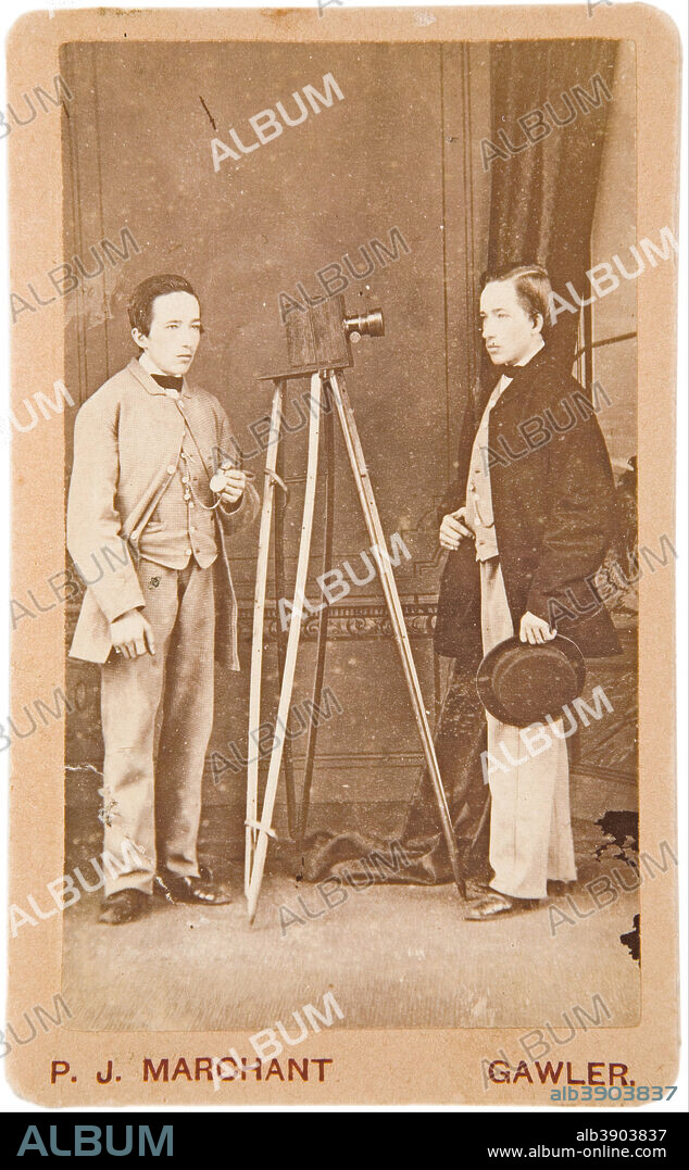 PHILIP J. MARCHANT. Double self-portrait. Date/Period: Ca. 1866. Photograph. Albumen-silver photograph (carte de visite). Height: 9.30 mm (0.36 in); Width: 5.50 mm (0.21 in).