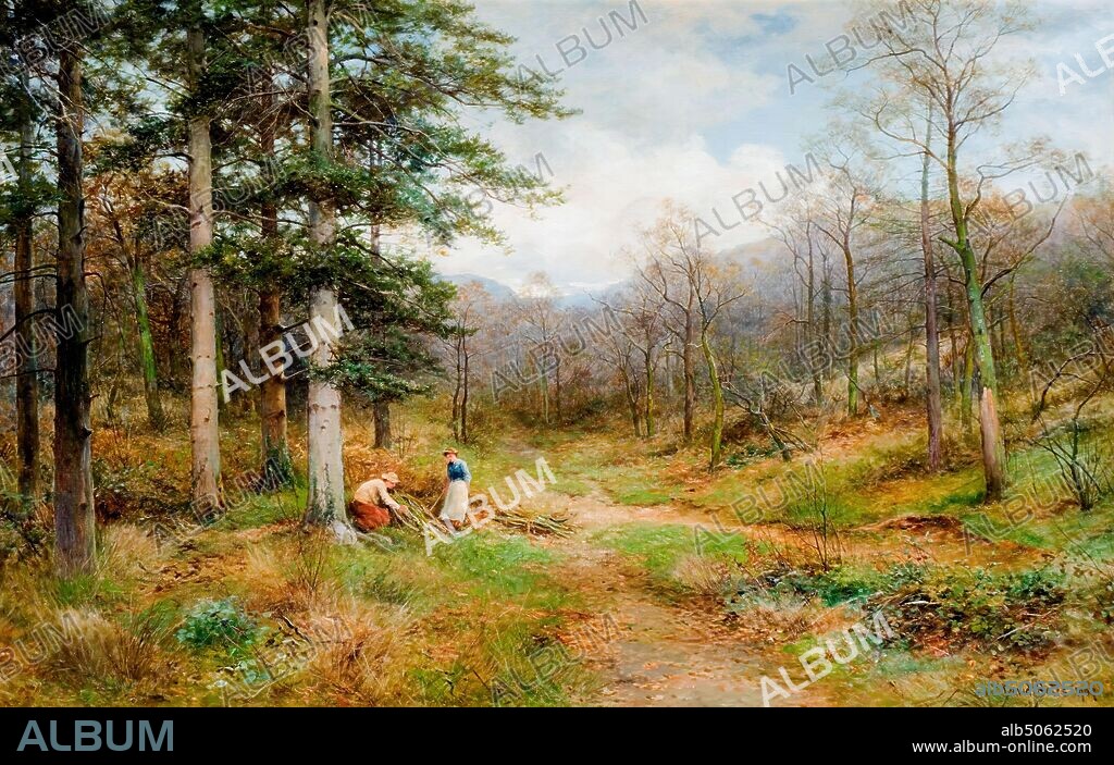 On The Long Mynd, Church Stretton, 1907 By David Bates, Tree, Landscape, Oil Painting, England, Countryside.