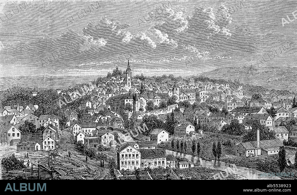 The city of Siegen in North Rhine-Westphalia, Germany, in 1885.