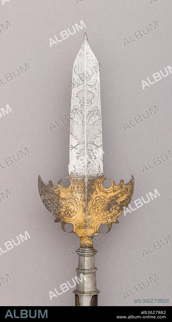 Partisan-Spontoon. Culture: Austrian. Dimensions: L. 89 1/2 in. (227.3 cm); L. of head 12 1/2 in. (31.8 cm); W. 4 1/2 in. (11.5 cm); Wt. 2 lbs. 8 oz. (1134 g). Date: 17th century.