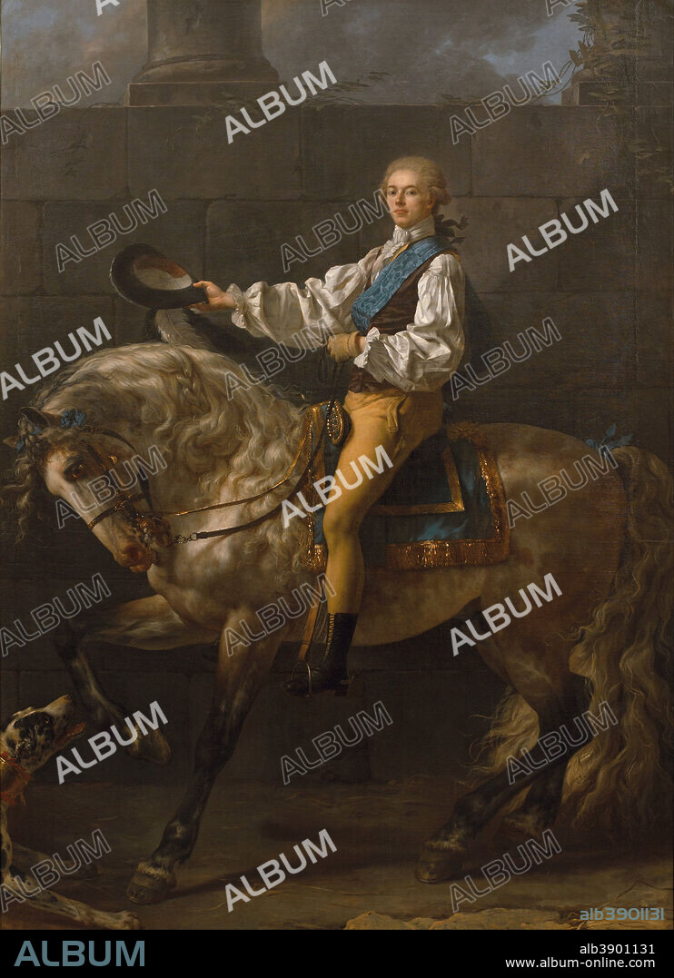 JACQUES LOUIS DAVID. Portret konny Stanislawa Kostki Potockiego Equestrian portrait of Stanislaw Kostka Potocki. Date/Period: 1781. Painting. Oil on canvas. Height: 3,040 mm (119.68 in); Width: 2,180 mm (85.82 in).