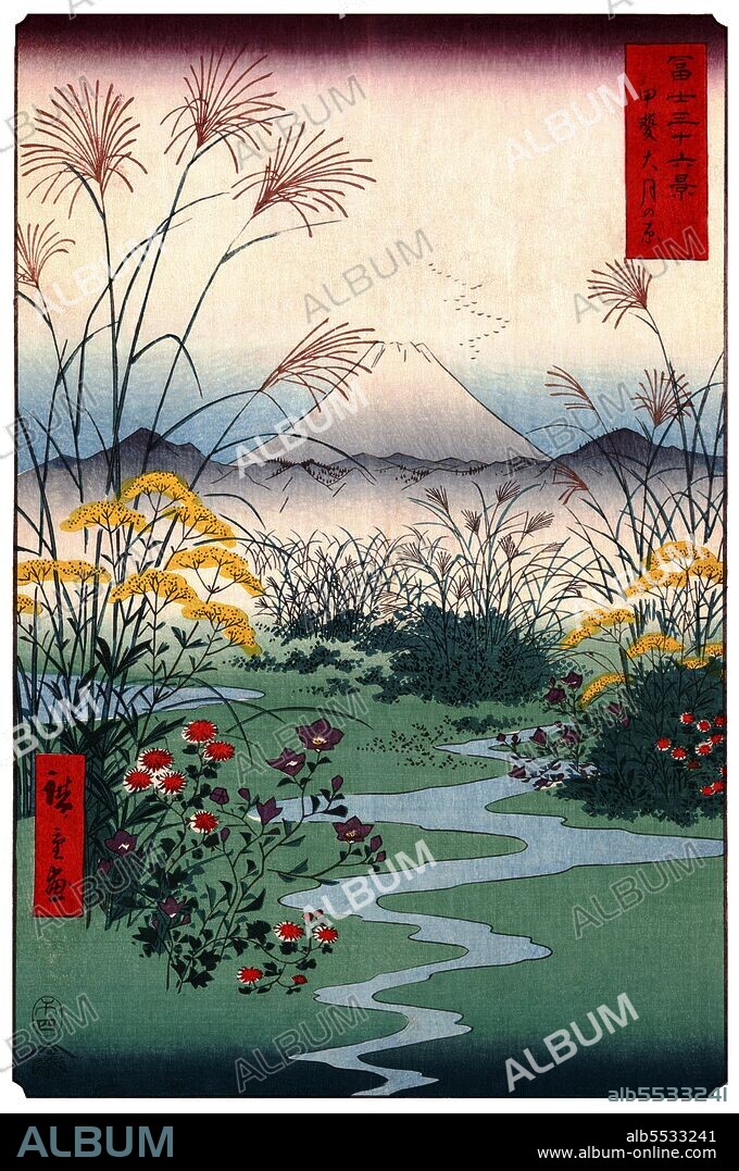 Thirty-six Views of Mount Fuji (Japanese: ??????; Fuji Sanju-Rokkei) is the title of two series of woodblock prints by the Japanese ukiyo-e artist Ando Hiroshige, depicting Mount Fuji in differing seasons and weather conditions from a variety of different places and distances. The 1852 series are in landscape orientation; the 1858 series are in portrait orientation. Utagawa Hiroshige (?? ??, 1797 – October 12, 1858) was a Japanese ukiyo-e artist, and one of the last great artists in that tradition. He was also referred to as Ando Hiroshige (?? ??) (an irregular combination of family name and art name) and by the art name of Ichiyusai Hiroshige (?????).