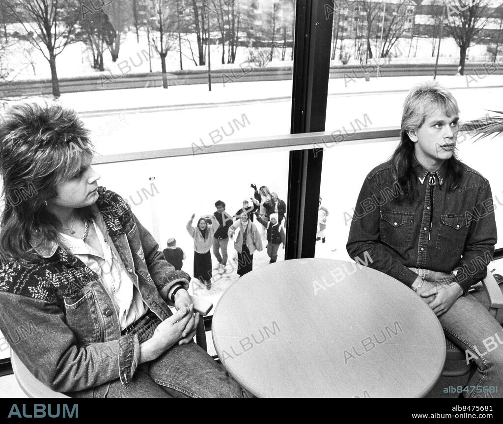 Göteborg - 1987-01-17 - Mic Michaelis och Ian Haugland - medlemmar i hårdrocksgruppen Europe *** Local Caption *** GP - Foto: Lars Alexi. KAMERAREPORTAGE.