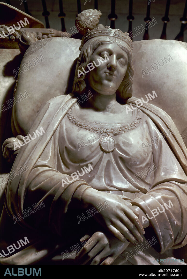 DOMENICO FANCELLI. Sepulchre of the Catholic Kings. Detail from the recumbent statue of Isabel the Catholic. Granada, Royal chapel.