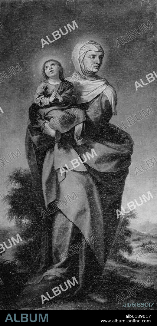 ALONSO CANO. SANTA ANA CON LA VIRGEN MARIA - RETABLO DEL NOMBRE DE JESUS - SIGLO XVII - FOTOGRAFIA EN BLANCO Y NEGRO - AÑOS 60.