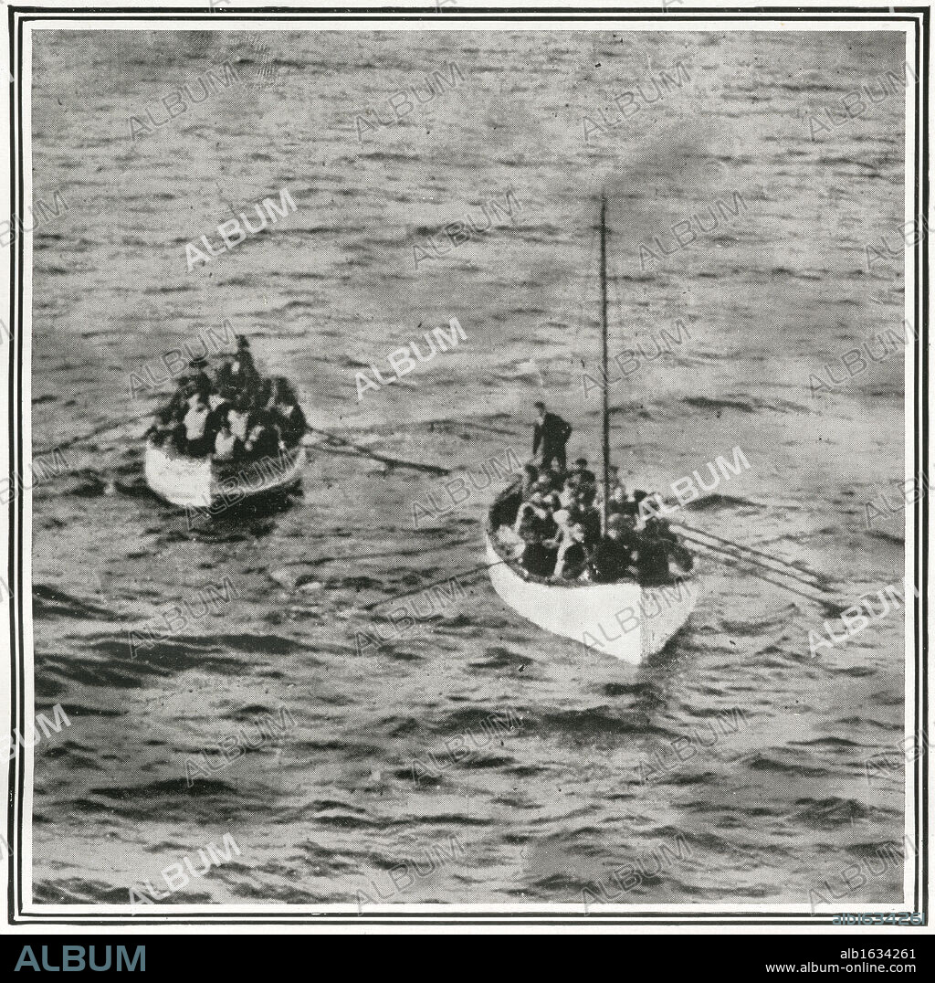 Titanic Survivors. How the Titanic Survivors Were Picked up by the Carpathia. Photograph taken by Mr J W Barker of two lifeboats containing passengers from the Titanic, as it approaches the Carpathia. Carpathia was sailing from New York City to Rijeka on the night of Sunday, 14 April 1912. The captain, Arthur Henry Rostron, was asleep in his cabin when wireless operator Harold Cottam burst in and told him of Titanic's distress signal. Captain Rostron immediately set course to the liner's last known position, over 60 miles away. At 4 o'clock in the morning Carpathia arrived at the scene after working her way through dangerous ice fields and was able to save 705 people. Titanic was built by Harland & Wolff in Belfast Ireland during 1910 - 1911 and sank on April 15th, 1912 after striking an iceberg off the coast of New Foundland during her maiden voyage from Southampton, England to New York, USA, with the loss of 1,522 passengers and crew. (Photo by Titanic Images/Universal Images Group).