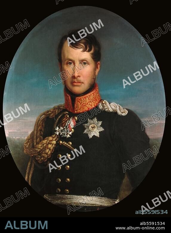 FRANCOIS GERARD und ERNST GEBAUER. Friedrich Wilhelm III., König von Preußen (1797-1840), Potsdam 3.8.1770 - Berlin 7.6.1840. Porträt. Gemälde, 1814, von Ernst Gebauer (1782-1865). Kopie nach François Gérard. Öl / Lw., 84,6 × 68,3 cm. Berlin, Schloß Charlottenburg.