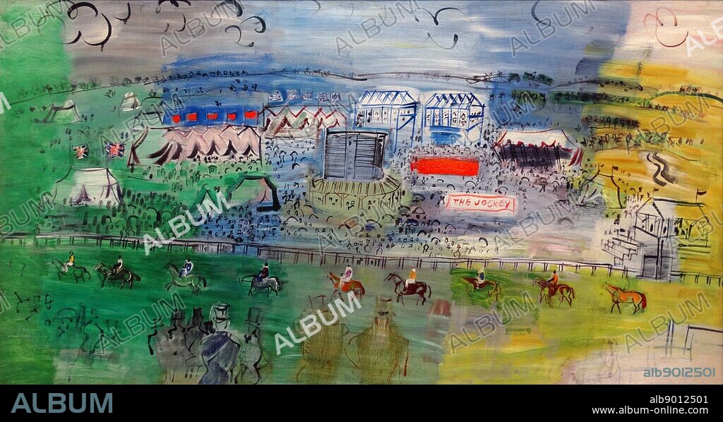 Courses à Epsom by Raoul Dufy (1877-1953). Oil on canvas, 1934. Dufy was a French Fauvist painter who developed a colourful, decorative style that quickly became fashionable.
