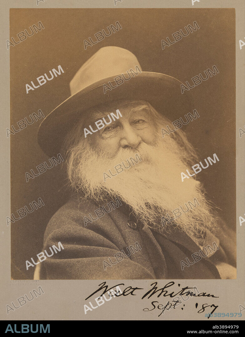 GEORGE C. COX. Walt Whitman. Date/Period: 1887. Platinum print. Photograph. Height: 221 mm (8.70 in); Width: 184 mm (7.24 in).