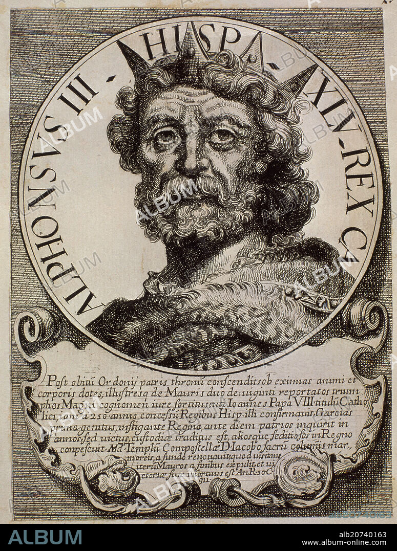 ARNOLDO VAN WESTERHOUT (1651-1725). ALFONSO III EL MAGNO (848-910) REY DE ASTURIAS DESDE EL AÑO 866 AL 910 - EFFIGIES ET SERIES REGUM HISPANIAE - GRABADO SIGLO XVII.