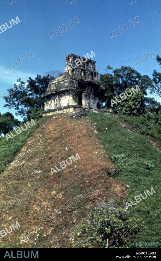 The Mayan Temple of the Cross, is the largest pyramid, within a complex of temples at the Maya ruins of Palenque, in Mexico. The Temple of the Cross complex was built by Kan-Bahlum who reigned between 684 AD and 702 AD. In the sanctuaries in the temples there are carved stone tablets to be found, one tablet for each tower containing hieroglyphic information about the purpose of each temple.