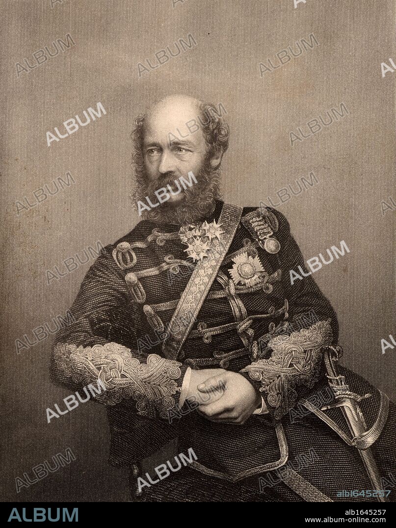 George Charles Bingham, 3rd Earl of Lucan (1800-1888 English soldier. Commanded the British cavalry in the Crimean (Russo-Turkish) War 1853-1856).  Directed the charge of the Heavy Brigade at the Battle of Balaclava, 1854.   Engraving from "The Illustrated News of the World" (London, c1860).  (Photo by: Universal History Archive/UIG via Getty Images).