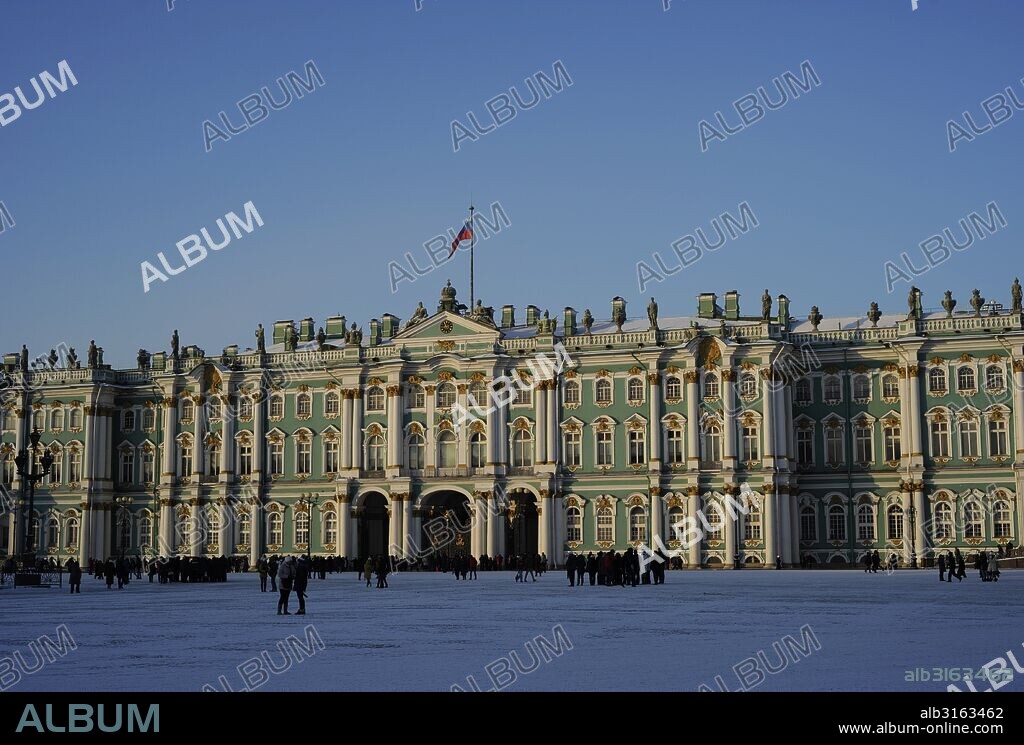 Russia. Saint Petersburg. The State Hermitage Museum. Winter Palace. 18th-19th centuries. Facade at the Palace Square.