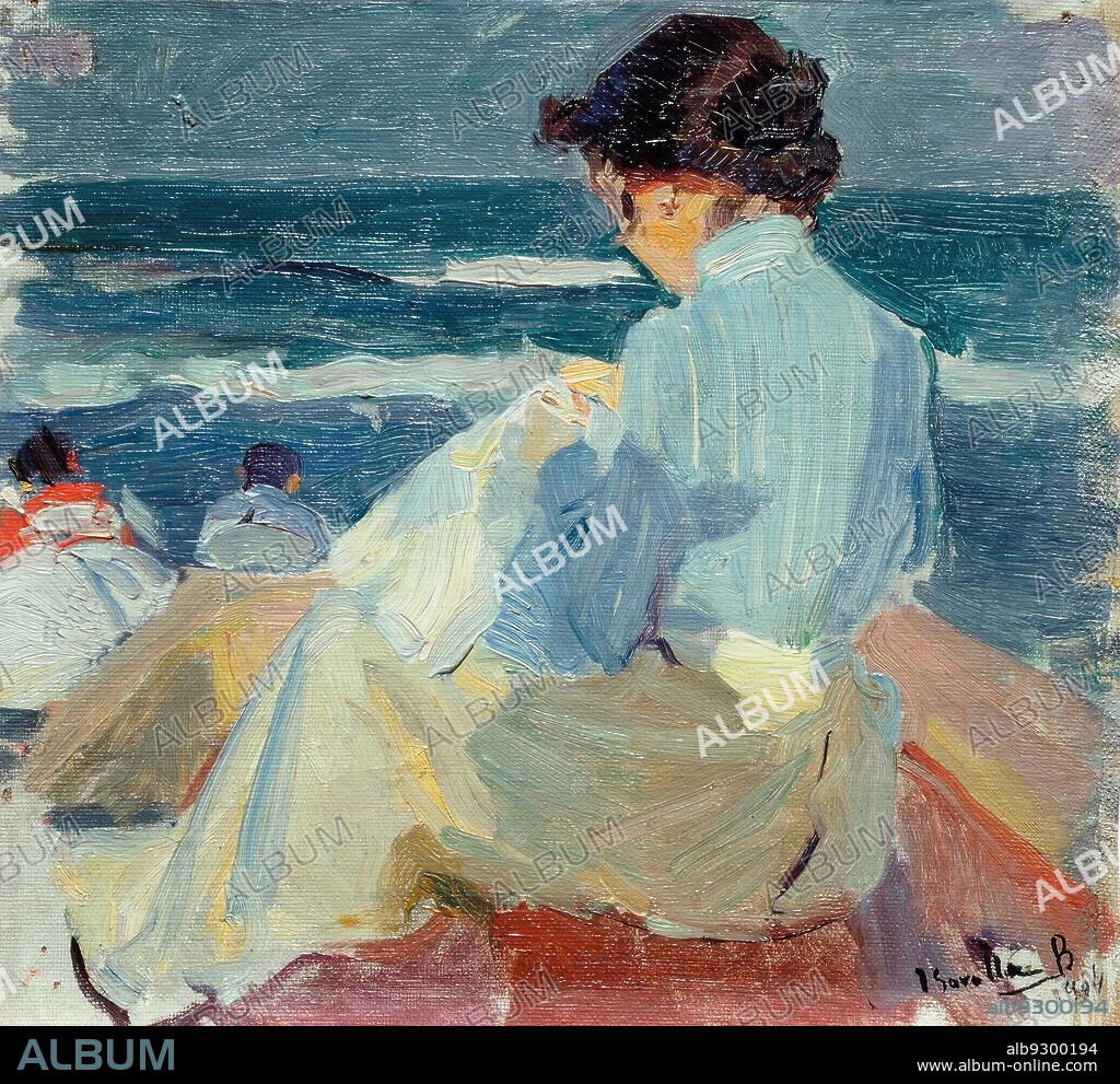 JOAQUIN SOROLLA. Joaquín Sorolla/ Clotilde en la playa, 1904. Óleo sobre lienzo.