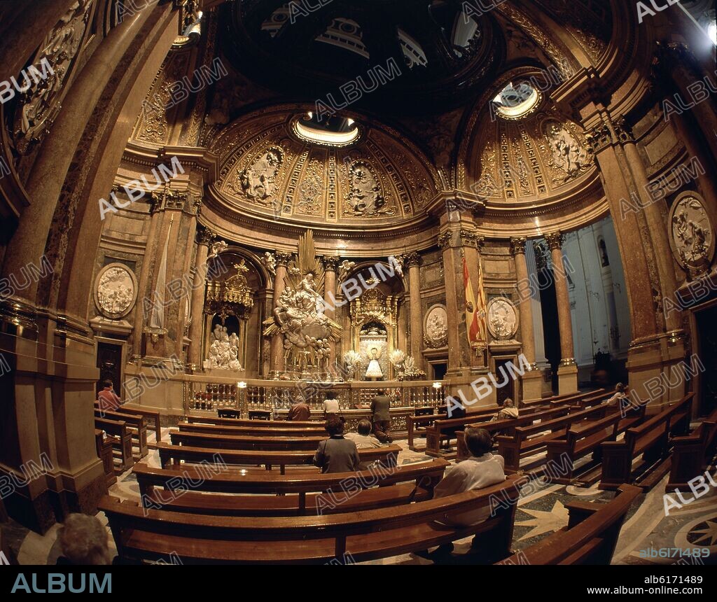 VENTURA RODRIGUEZ (1717-1785). INTERIOR DE LA SANTA CAPILLA DE NUESTRA SEÑORA DEL PILAR - SIGLO XVIII - BARROCO CLASICISTA - FOTO AÑOS 90 -.