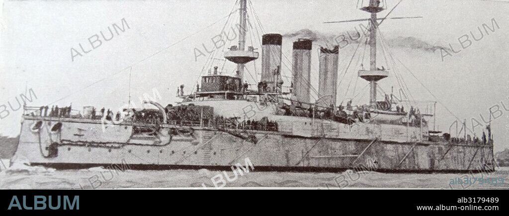 Japanese battleship Shikishima, the lead ship of the Shikishima class of pre-dreadnought battleships built for the Imperial Japanese Navy by British shipyards in the late 1890s.