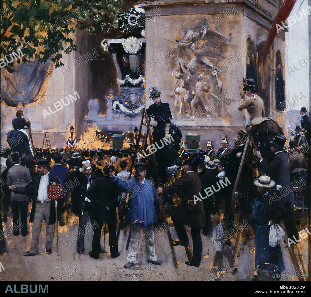 JEAN BERAUD. Funeral of Victor Hugo, Place de l'etoile (June 1, 1885), c1885.