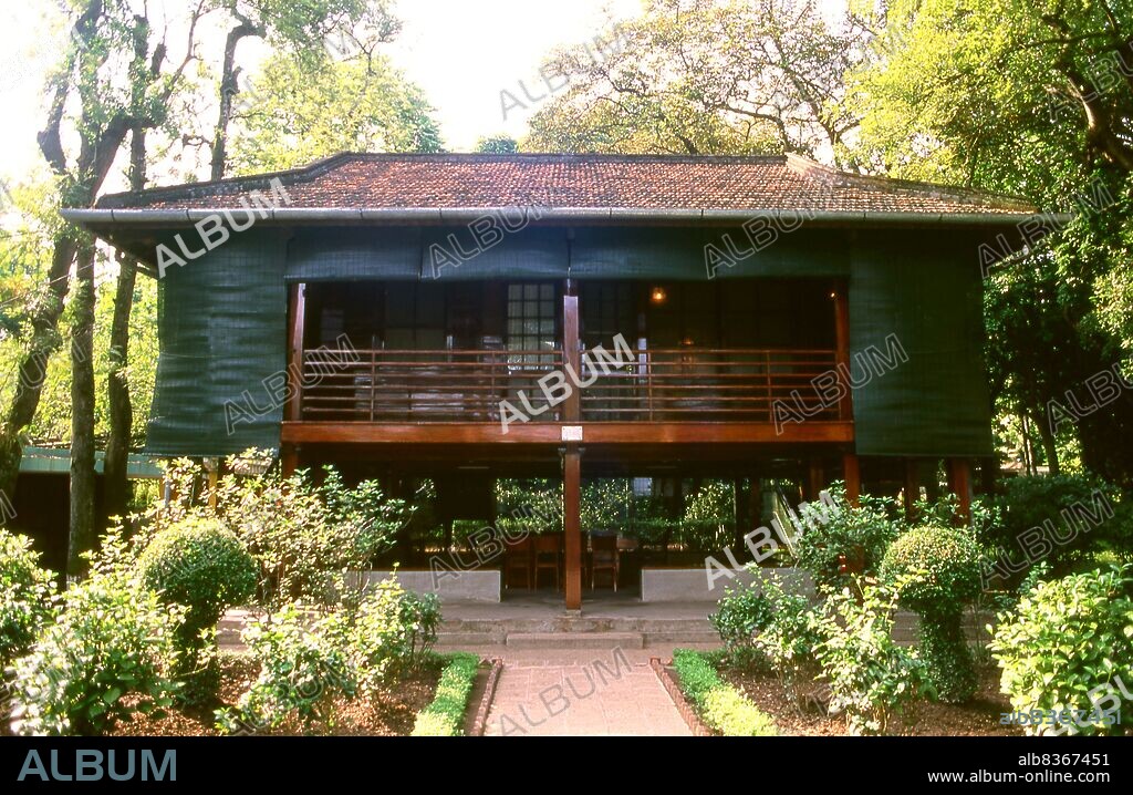 President Ho Chi Minh (1890 - 1969) refused to live in the luxurious Presidential Palace, preferring more humble accommodation. He lived in this specially built stilt house over the last decade of his life.