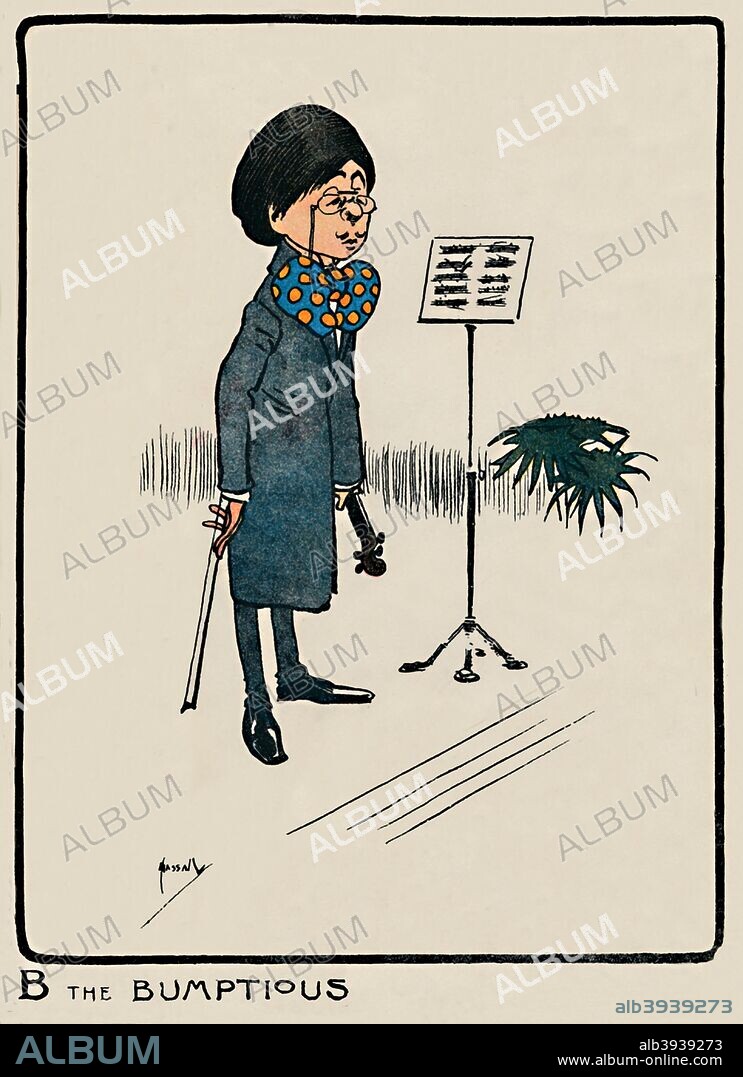 'B the Bumptious', 1903. An initial letter 'B' from a child alphabet. From An A.B.C. of Everyday People, by G. E. Farrow. [Dean & Son Limited, London, 1903].