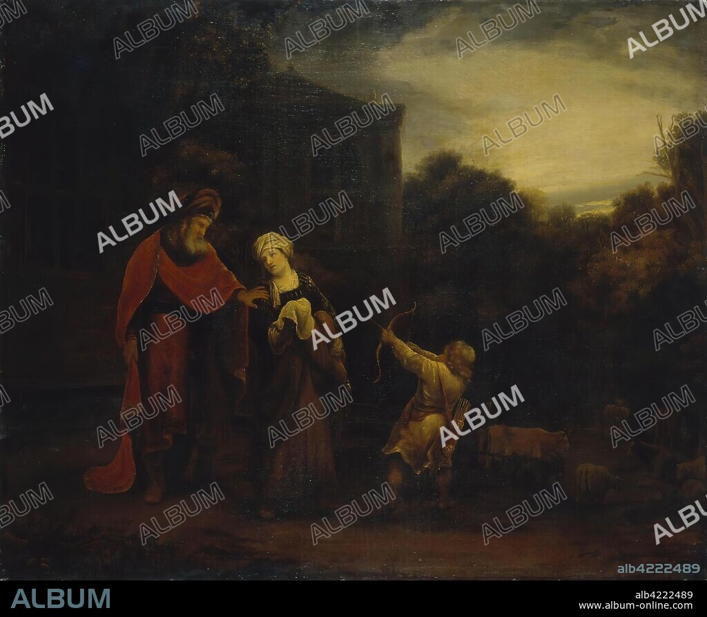 FERDINAND BOL. 'Banishment of Hagar and Ishmael'. Holland, No earlier than 1656. Dimensions: 58,5x70,5 cm.