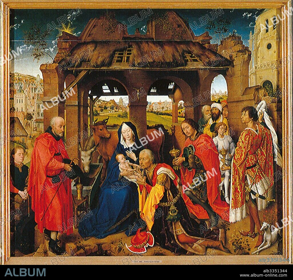 ROGIER VAN DER WEYDEN. The Adoration of the Magi (central panel of the Colomba Altarpiece).