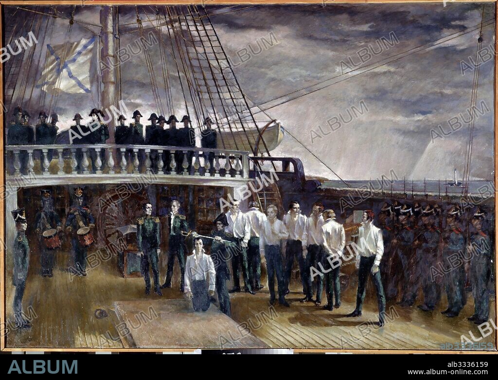 MIKHAIL ALEXEYEVICH KUZNETSOV. Decembrist execution on the ship "Prince Vladimir" in 13 July 1826.