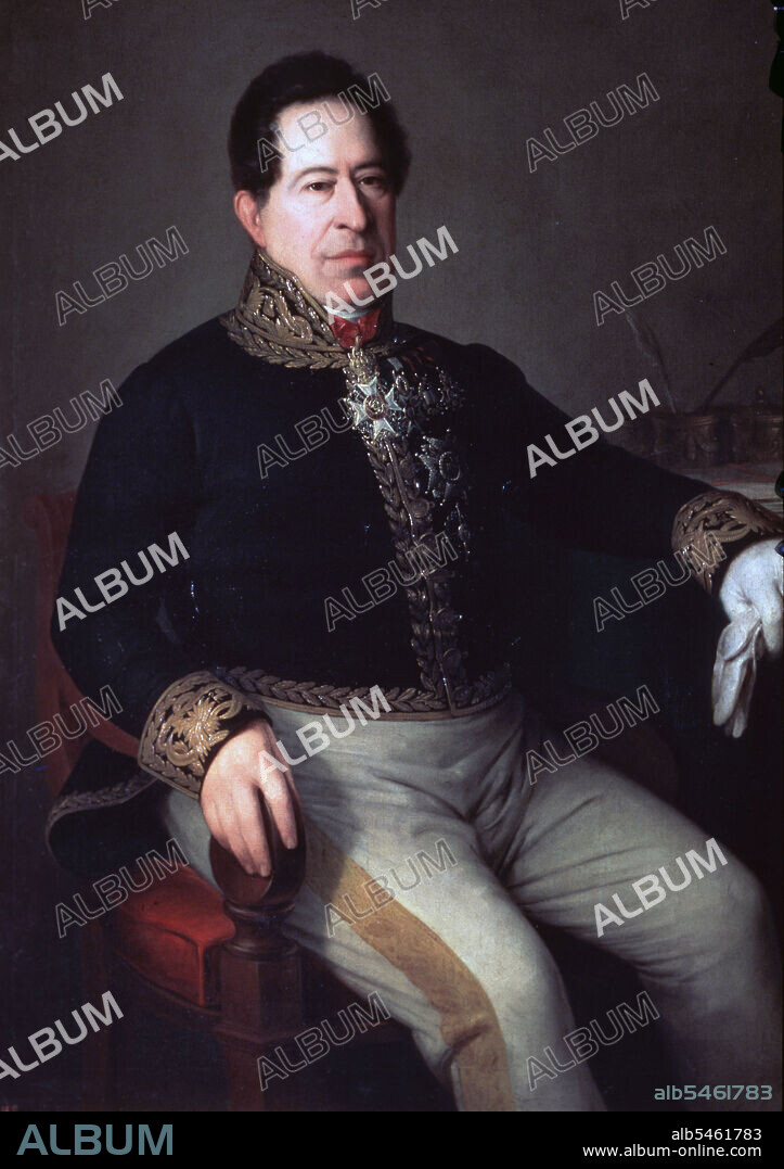 MENDIZABAL , JUAN ALVAREZ DE. POLITICO ESPAÑOL . CADIZ 1790 - 1853. PRESIDENTE DEL GOBIERNO 1842. OLEO DE ANTONIO MARIA ESQUIVEL . MUSEO DEL PRADO . MADRID.