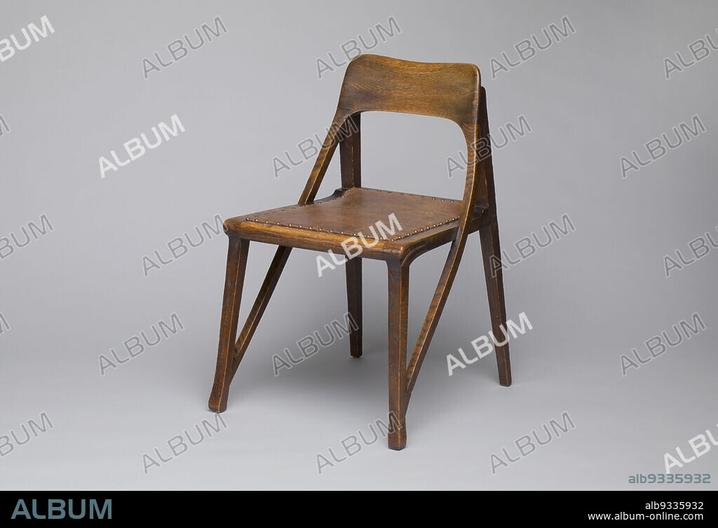 Chair, Richard Riemerschmid, German, 18681957, Vereinigte Werkstätten für Kunst im Handwerk, Munich, Germany, 18971991, 189899, Oak and replacement leather, Made in Munich, Bavaria, Germany, Europe, Furniture, 31 3/8 x 18 1/8 x 22 1/2 in. (79.7 x 46 x 57.2 cm).