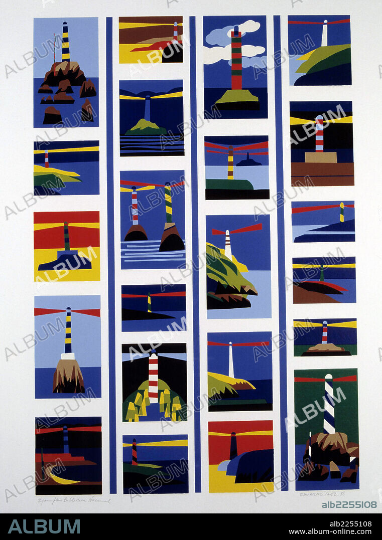 EDUARDO SANZ. SANZ , EDUARDO. PINTOR ESPAÑOL. " FAROS " , A¿ÑO 1986.