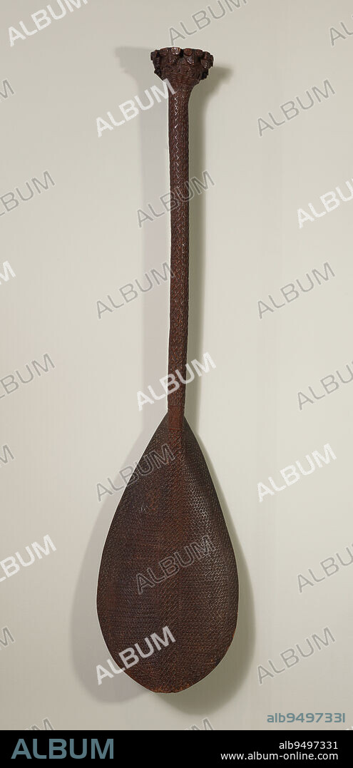 Ceremonial Paddle, 1820-1840, 8 x 35 in. (20.32 x 88.9 cm), Wood, Austral Islands, 19th century, Ceremonial paddles are among the best known examples of Austral Islands art. Although their original purpose is not clear, they were likely used as dance wands. In the early nineteenth century, many were made as souvenirs for European travelers. It is unclear whether this particular paddle was used locally or made for the market nearly 200 years ago.