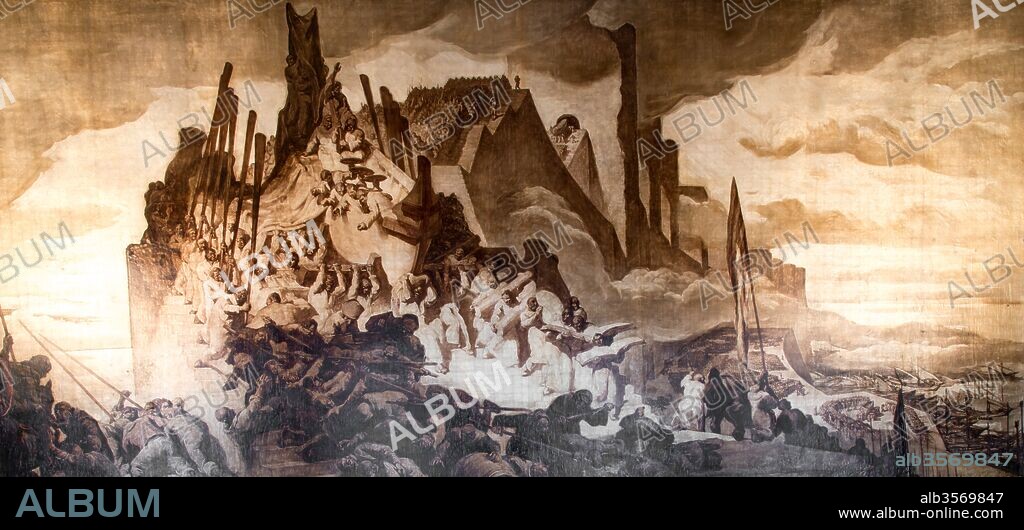 JOSEP MARIA SERT. Josep María Sert / Painting of the Hall of the Chronicles, City Hall of Barcelona.