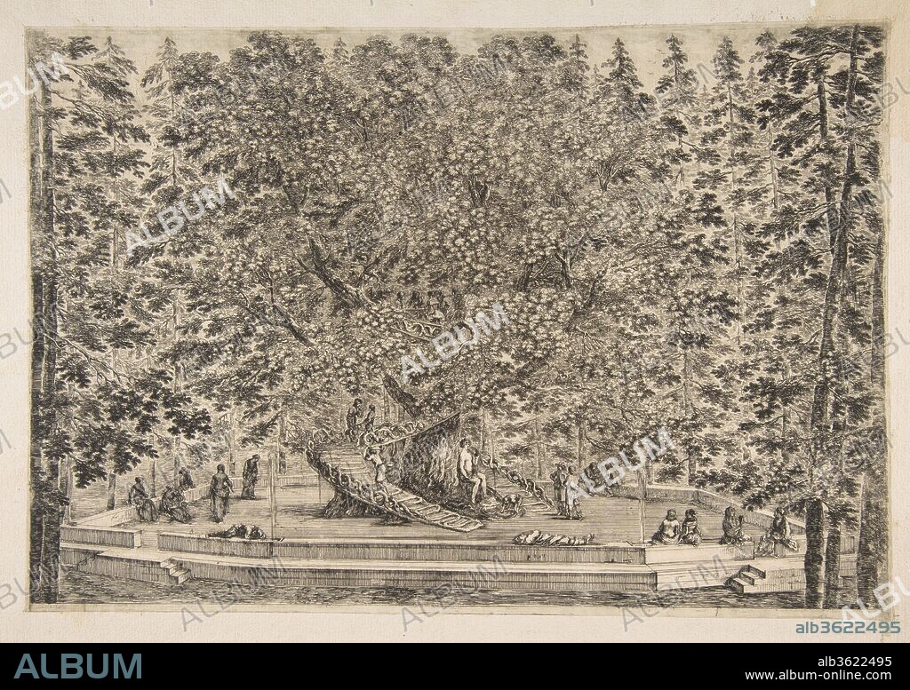 The Tree House at Pratolino. Artist: Stefano della Bella (Italian, Florence 1610-1664 Florence). Dimensions: sheet: 9 13/16 x 14 1/2 in. (25 x 36.8 cm). Series/Portfolio: Vues de la villa de Pratolino. Date: ca. 1653.