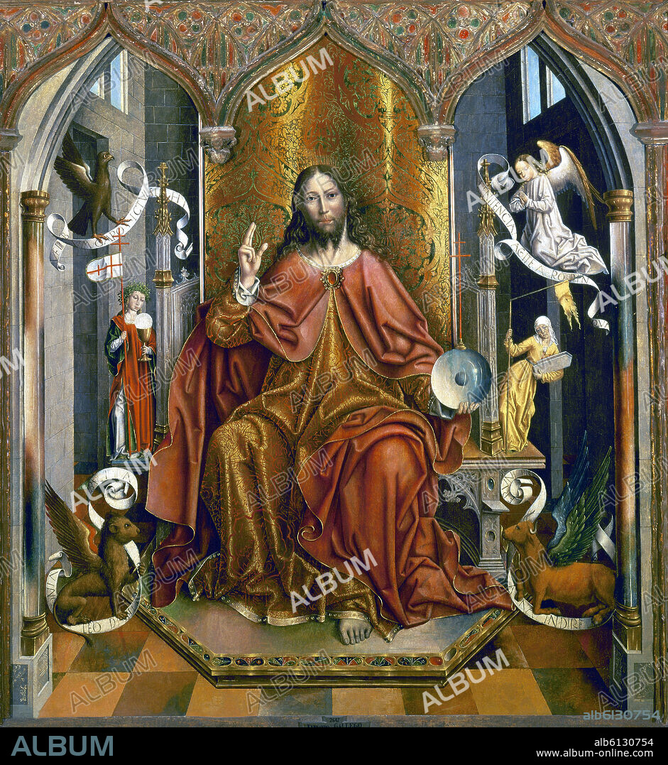 FERNANDO GALLEGO. CRISTO BENDICIENDO - TABLA CENTRAL DEL RETABLO DE SAN LORENZO DEL TORO - 1494-1496 - TECNICA MIXTA - 169x132 - NP 2647 - GOTICO ESPAÑOL.