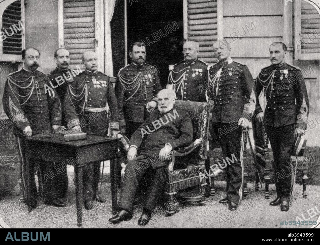 Jules Grevy, President of France, 1880. Grevy (1807-1891) was President ot the French Third Republic from 1879-1887. A leading Opportunist Republican, he is widely regarded as the first true republican President of France, as his predecessors were monarchists whose unrealised ideal was the restoration of the French monarchy. A photograph from Album de Photographies dans L'Intimite de Personnages Illustres, 1850-1900, 2nd album, Editions MD, Paris.